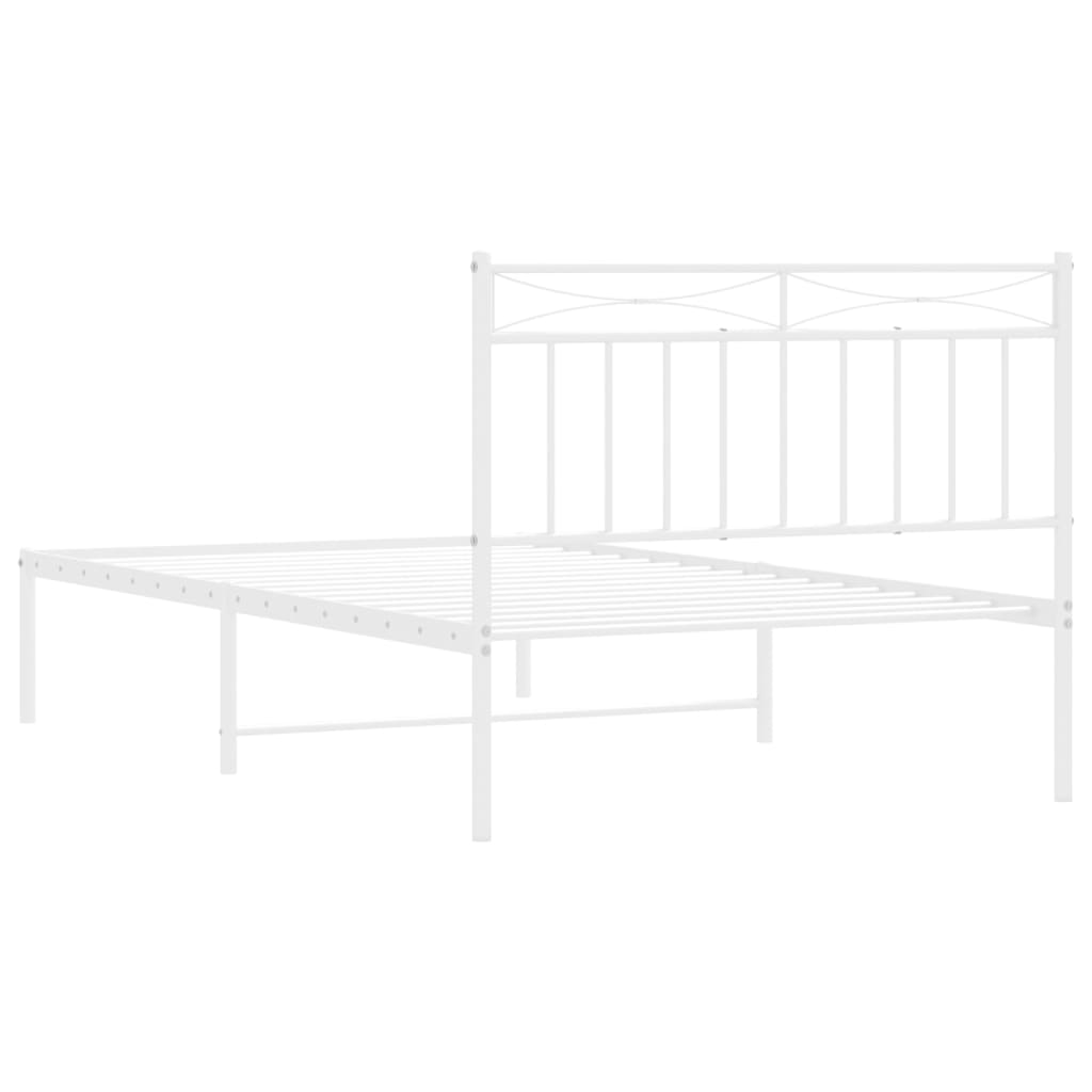 vidaXL Cadru de pat din metal cu tăblie, alb, 107x203 cm