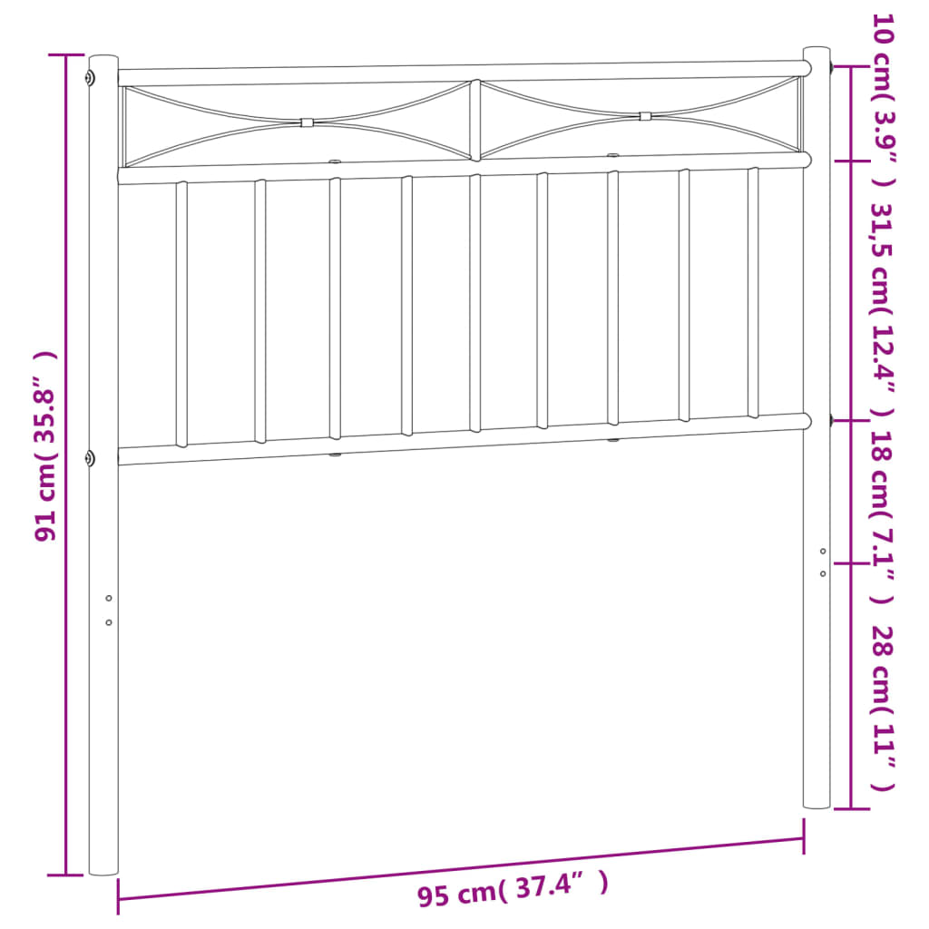 vidaXL Tăblie de pat metalică, alb, 90 cm vidaXL Tăblie de pat metalică, alb, 90 cm