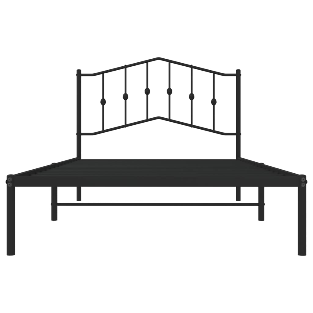 vidaXL Cadru de pat din metal cu tăblie, negru, 107x203 cm