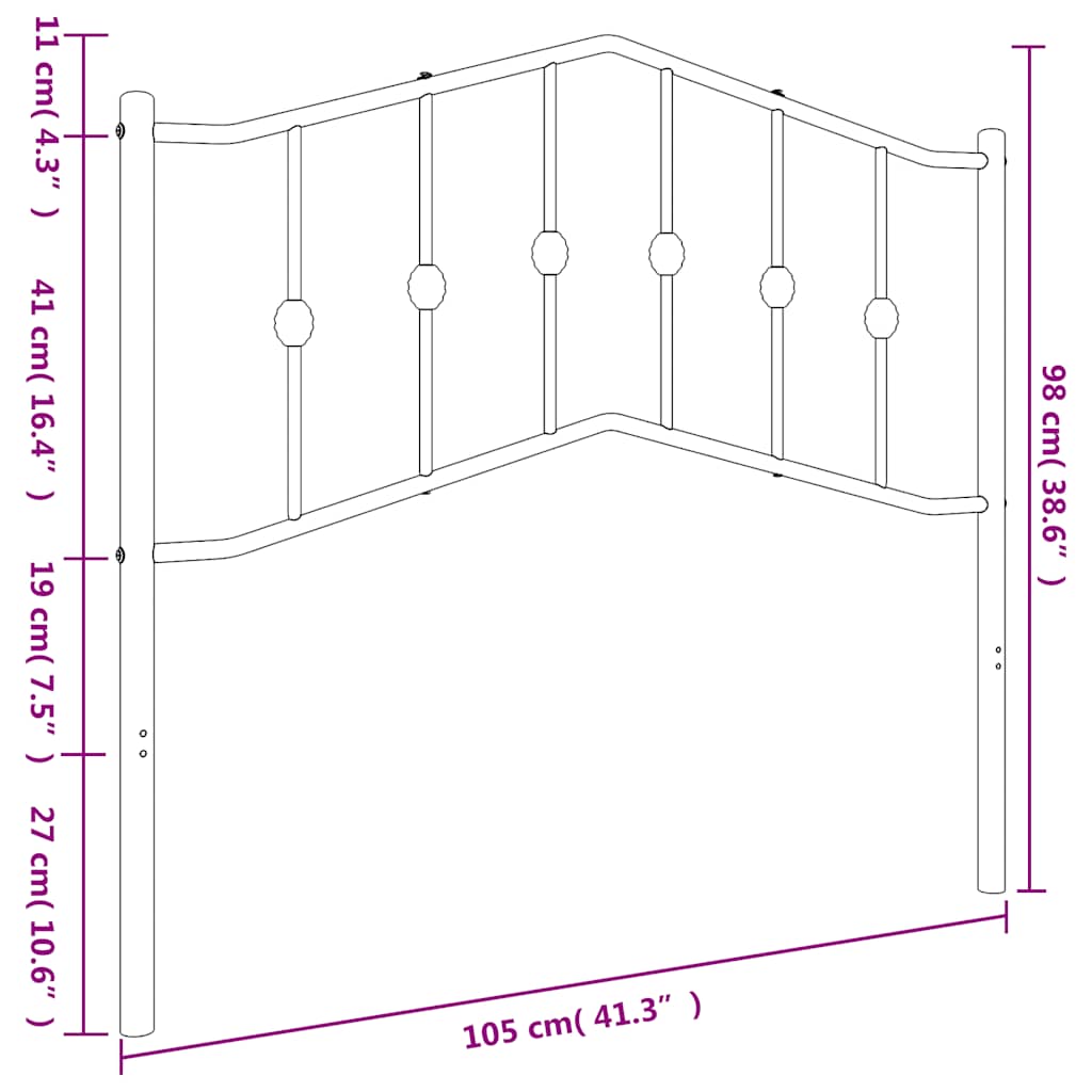 vidaXL Tăblie de pat metalică, negru, 100 cm vidaXL Tăblie de pat metalică, negru, 100 cm