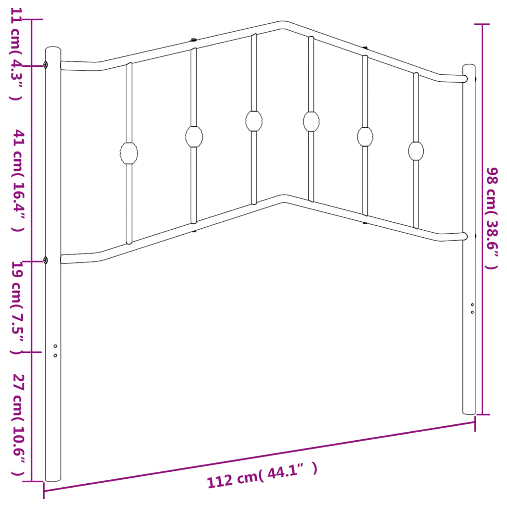 vidaXL Tăblie de pat metalică, negru, 107 cm vidaXL Tăblie de pat metalică, negru, 107 cm