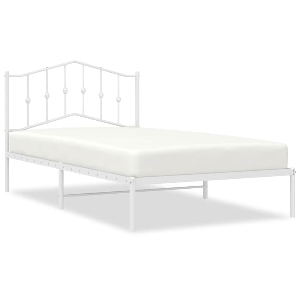 vidaXL Cadru de pat din metal cu tăblie, alb, 100x200 cm