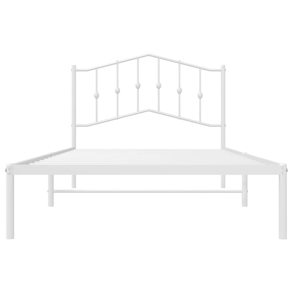 vidaXL Cadru de pat din metal cu tăblie, alb, 100x200 cm
