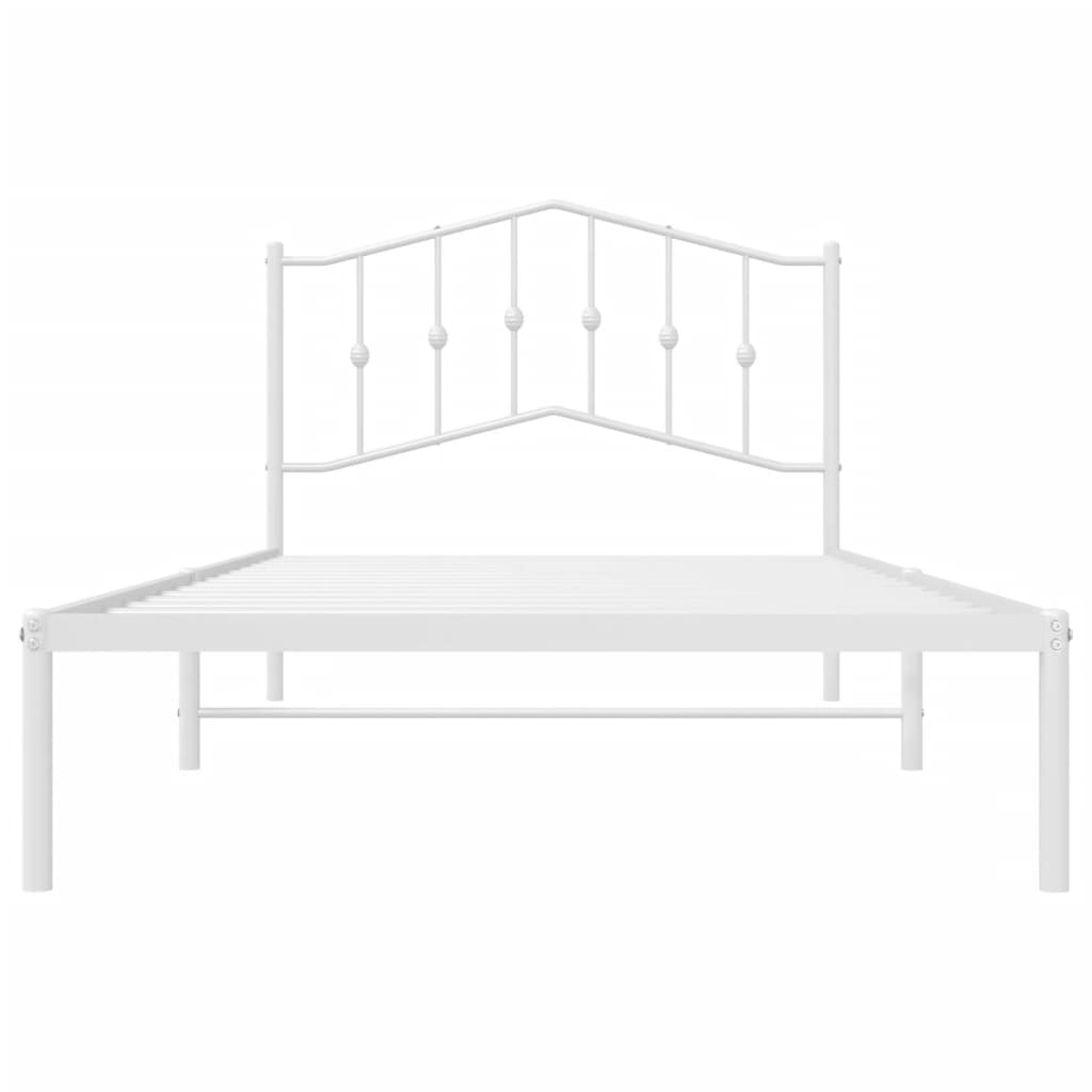 vidaXL Cadru de pat din metal cu tăblie, alb, 107x203 cm