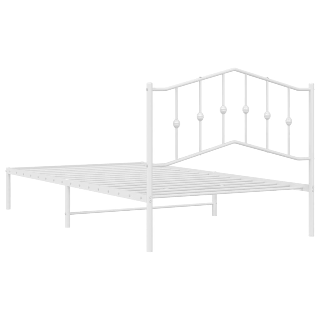 vidaXL Cadru de pat din metal cu tăblie, alb, 107x203 cm