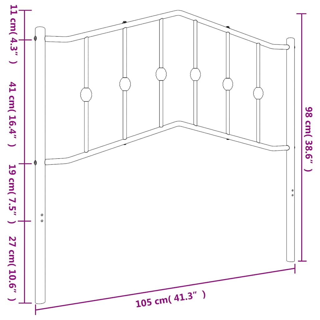vidaXL Tăblie de pat metalică, alb, 100 cm