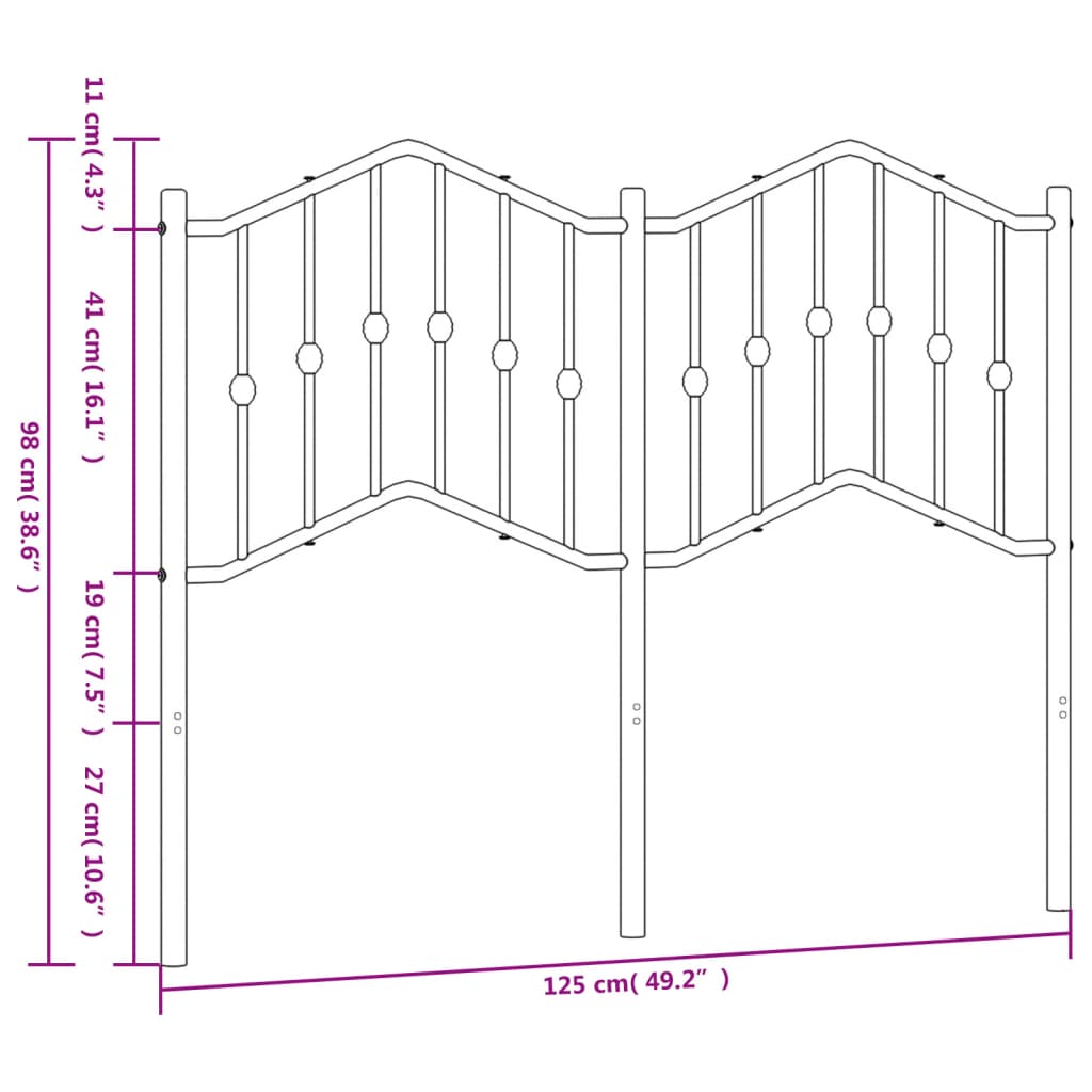 vidaXL Tăblie de pat metalică, alb, 120 cm