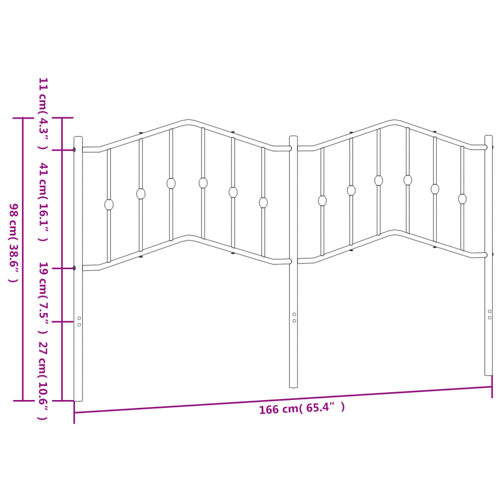 vidaXL Tăblie de pat metalică, alb, 160 cm