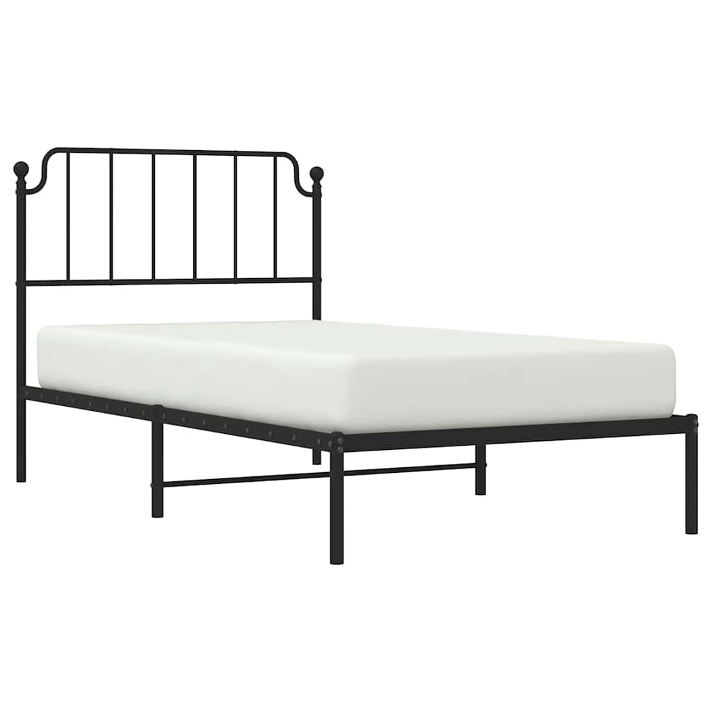 vidaXL Cadru de pat din metal cu tăblie, negru, 100x200 cm