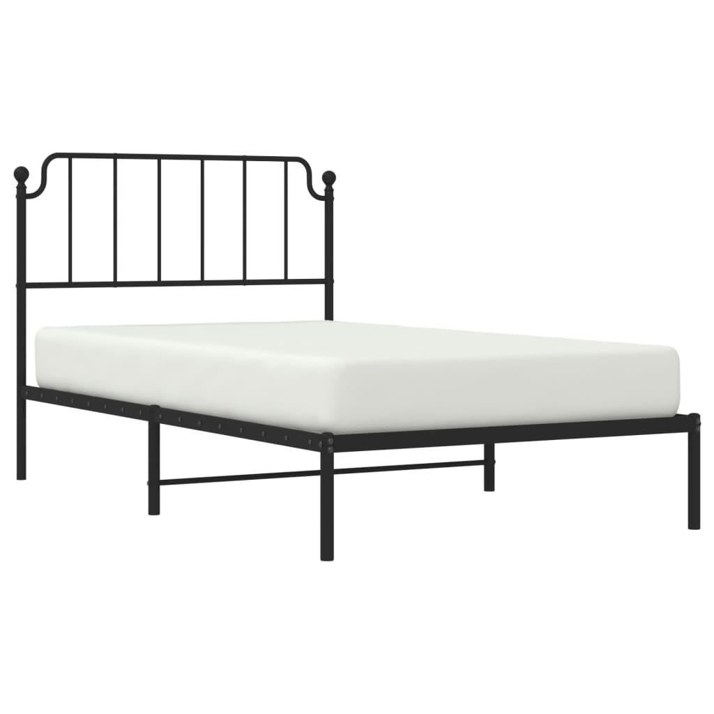 vidaXL Cadru de pat din metal cu tăblie, negru, 107x203 cm