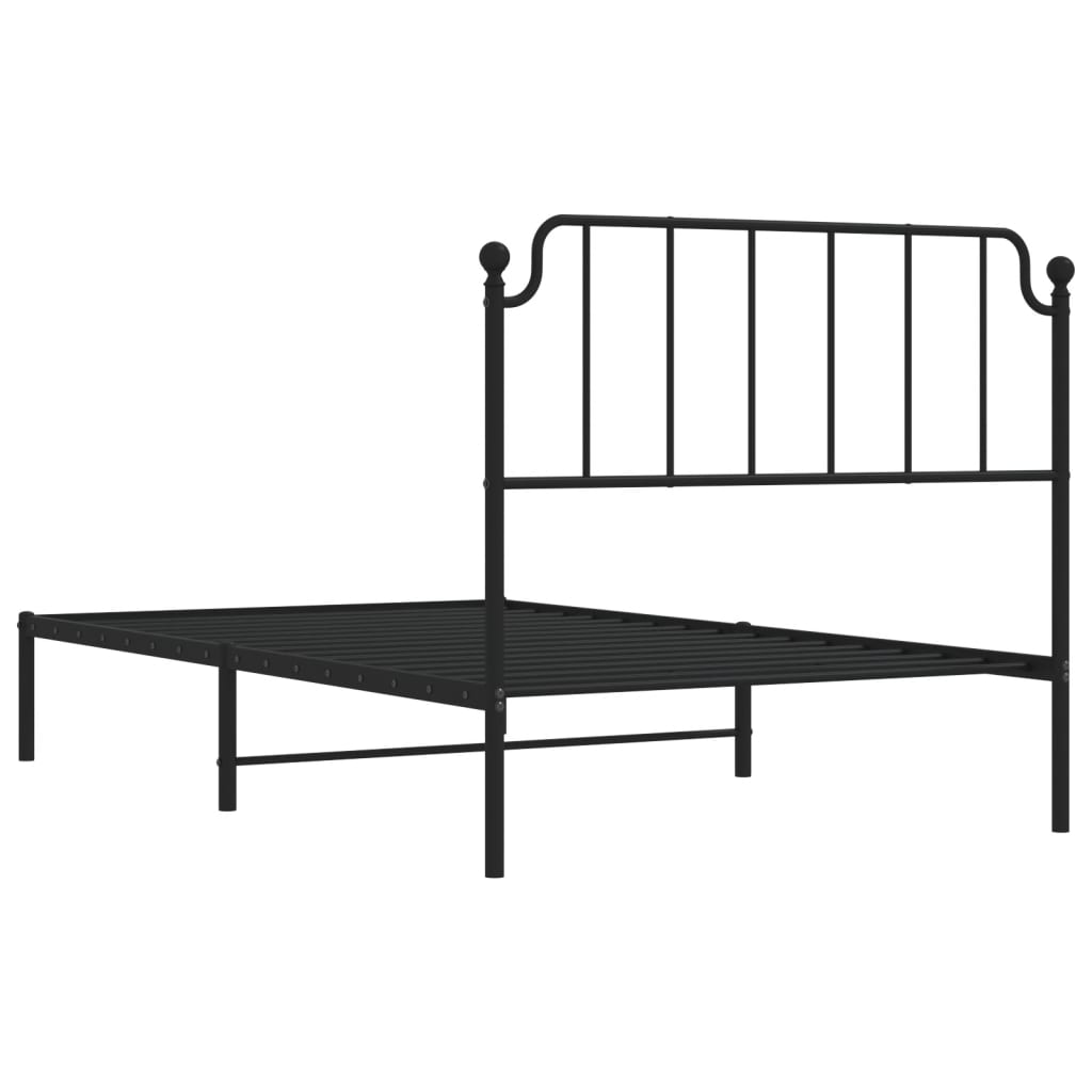 vidaXL Cadru de pat din metal cu tăblie, negru, 107x203 cm