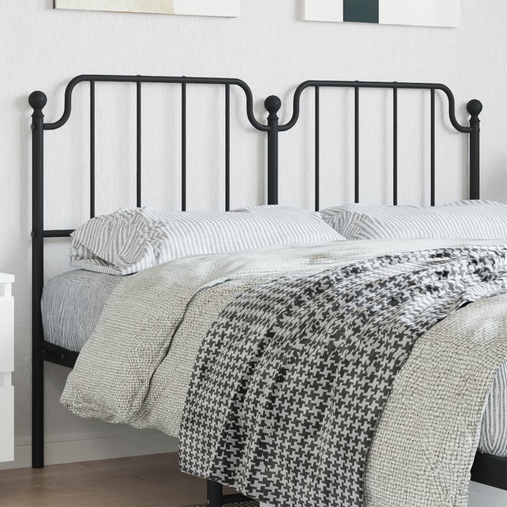 vidaXL Tăblie de pat metalică, negru, 140 cm