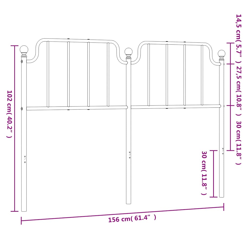 vidaXL Tăblie de pat metalică, negru, 150 cm vidaXL Tăblie de pat metalică, negru, 150 cm