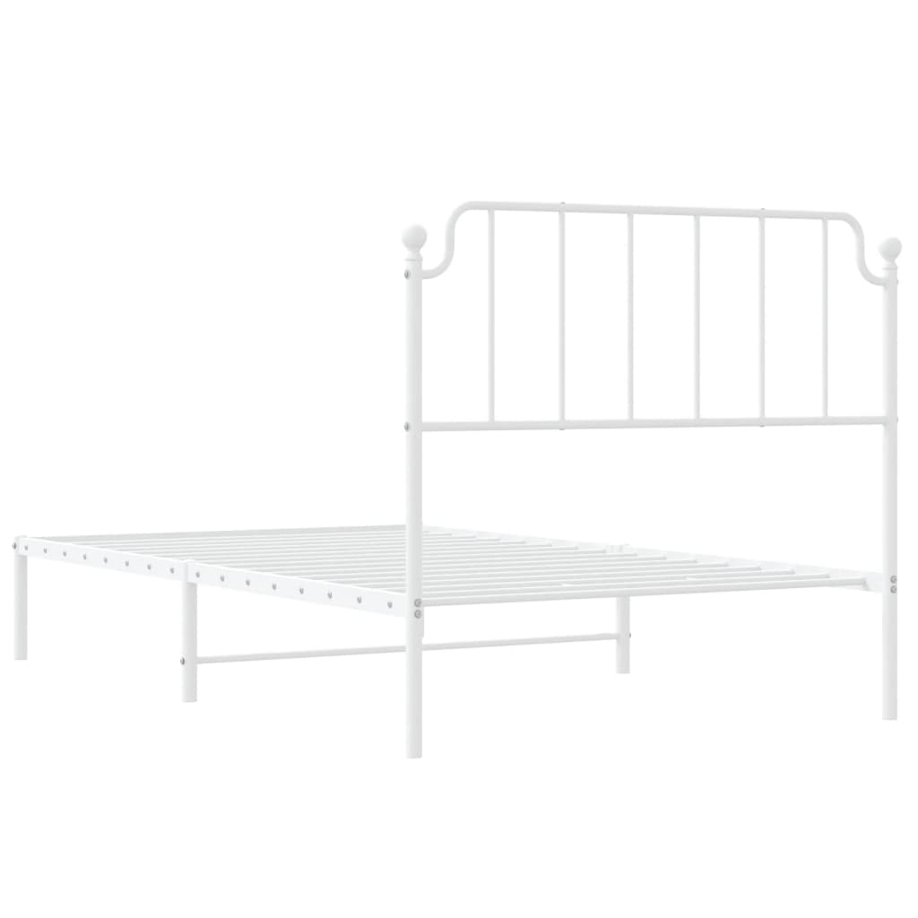vidaXL Cadru de pat din metal cu tăblie, alb, 107x203 cm