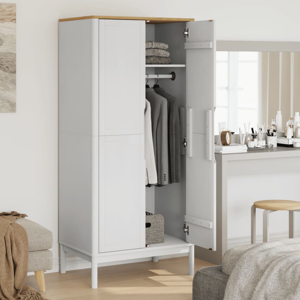vidaXL Șifonier "FLORO", alb, 77x53x171 cm, lemn masiv pin vidaXL Șifonier "FLORO", alb, 77x53x171 cm, lemn masiv pin