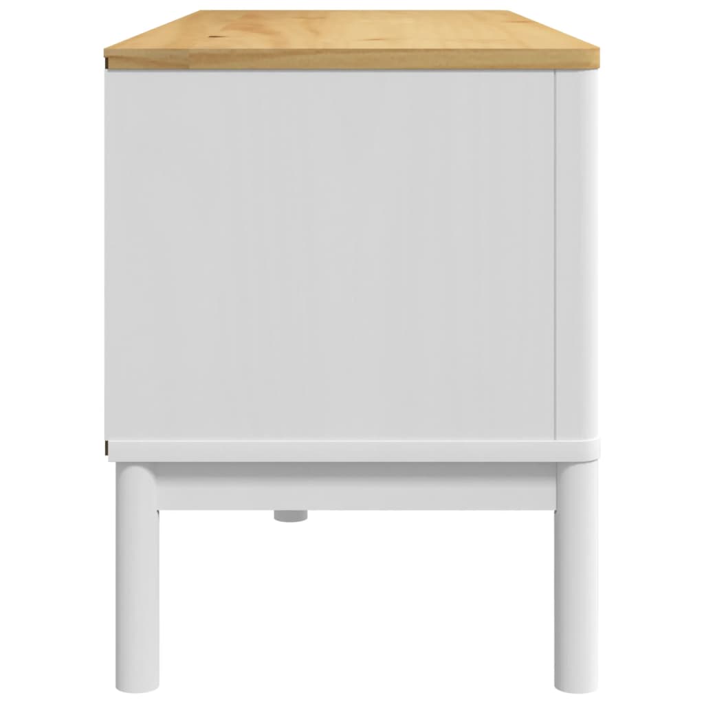 vidaXL Dulap TV "FLORO", alb, 114x43x55 cm, lemn masiv de pin