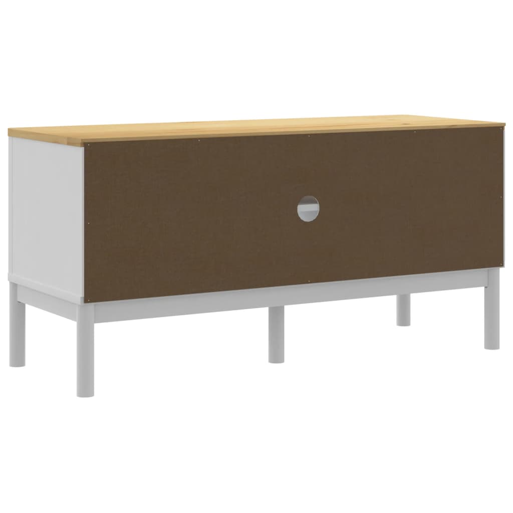 vidaXL Dulap TV "FLORO", alb, 114x43x55 cm, lemn masiv de pin
