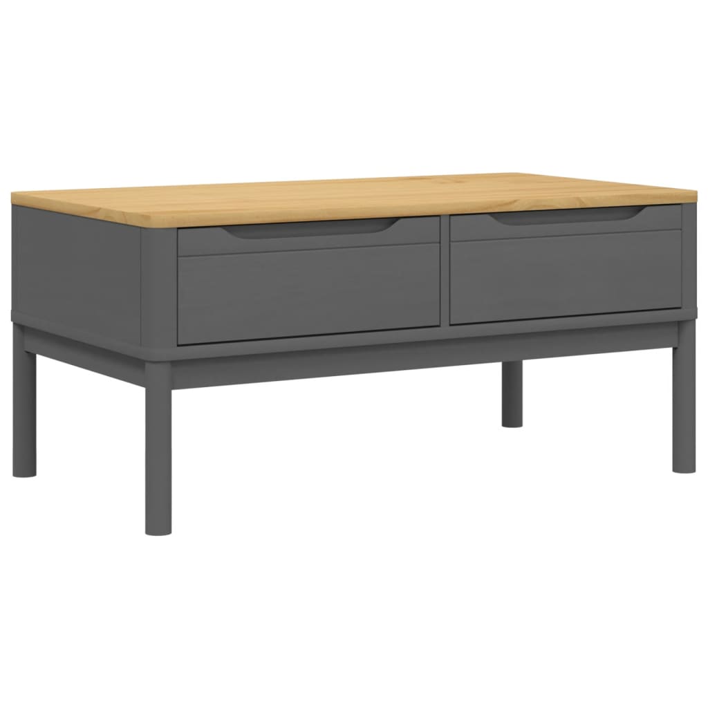 vidaXL Măsuță cafea "FLORO", gri, 99x55,5x45 cm lemn masiv pin vidaXL Măsuță cafea "FLORO", gri, 99x55,5x45 cm lemn masiv pin
