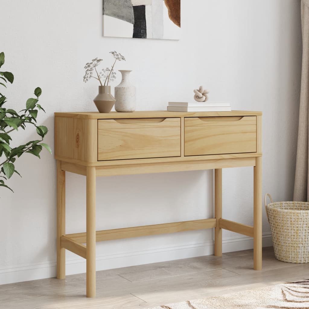 vidaXL Măsuță consolă FLORO maro ceară 89,5x36,5x73 cm lemn masiv pin vidaXL Măsuță consolă FLORO maro ceară 89,5x36,5x73 cm lemn masiv pin