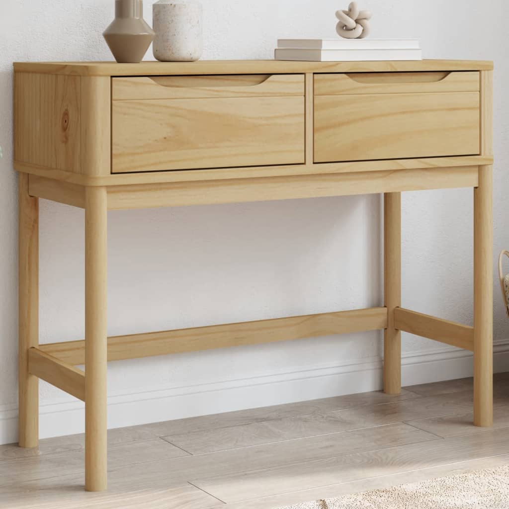 vidaXL Măsuță consolă FLORO maro ceară 89,5x36,5x73 cm lemn masiv pin vidaXL Măsuță consolă FLORO maro ceară 89,5x36,5x73 cm lemn masiv pin