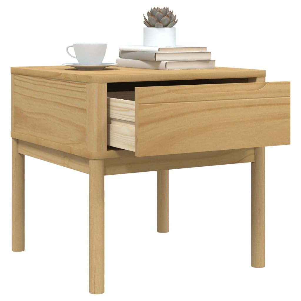 vidaXL Măsuță de veioză FLORO maro ceară 55x55x54 cm lemn masiv pin vidaXL Măsuță de veioză FLORO maro ceară 55x55x54 cm lemn masiv pin
