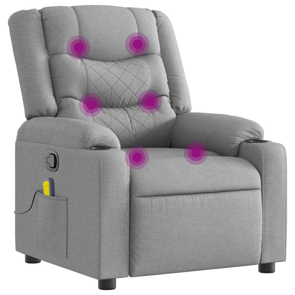 vidaXL Fotoliu de masaj rabatabil, gri deschis, textil