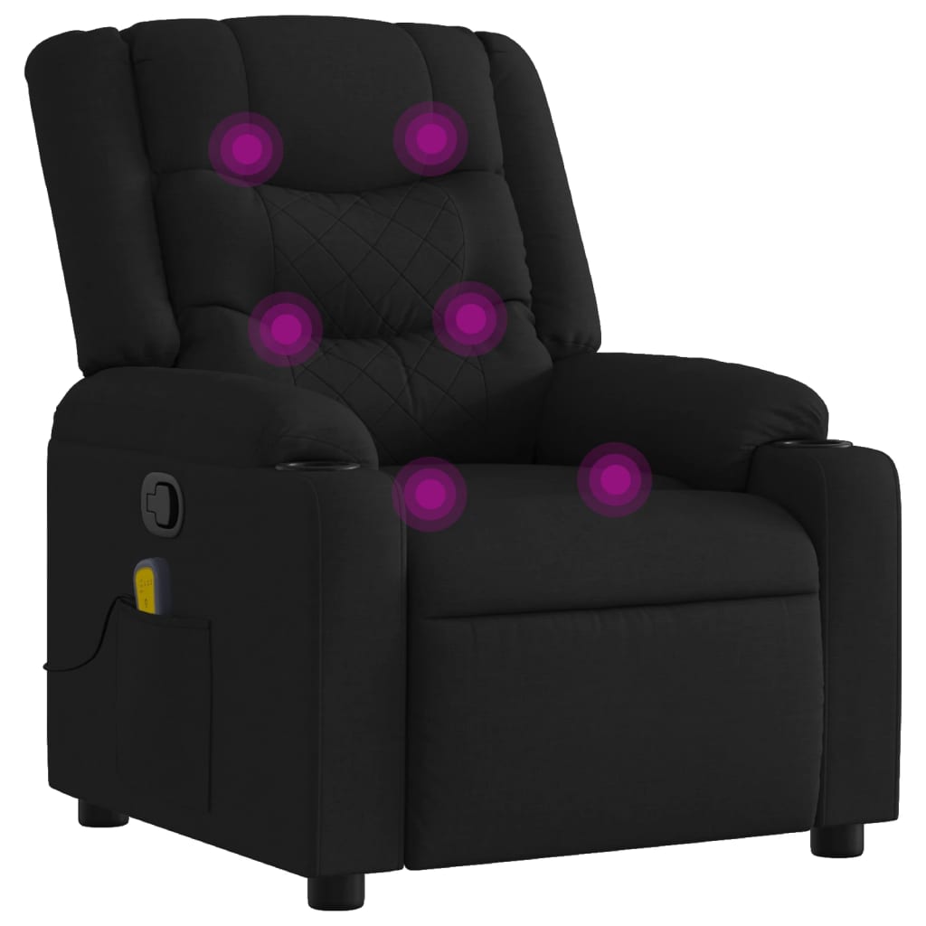 vidaXL Fotoliu de masaj rabatabil, negru, material textil