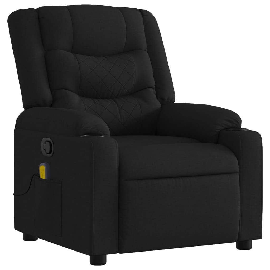 vidaXL Fotoliu de masaj rabatabil, negru, material textil