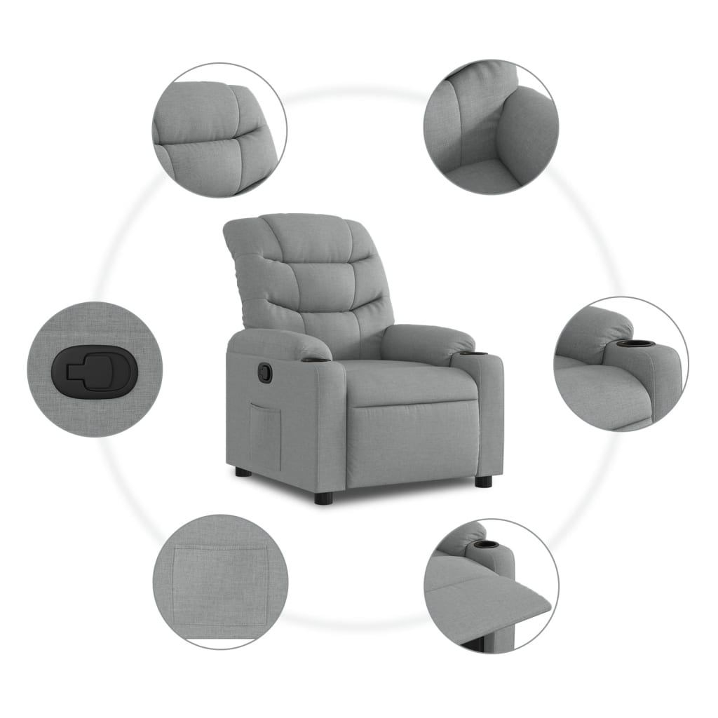 vidaXL Fotoliu rabatabil, gri deschis, material textil