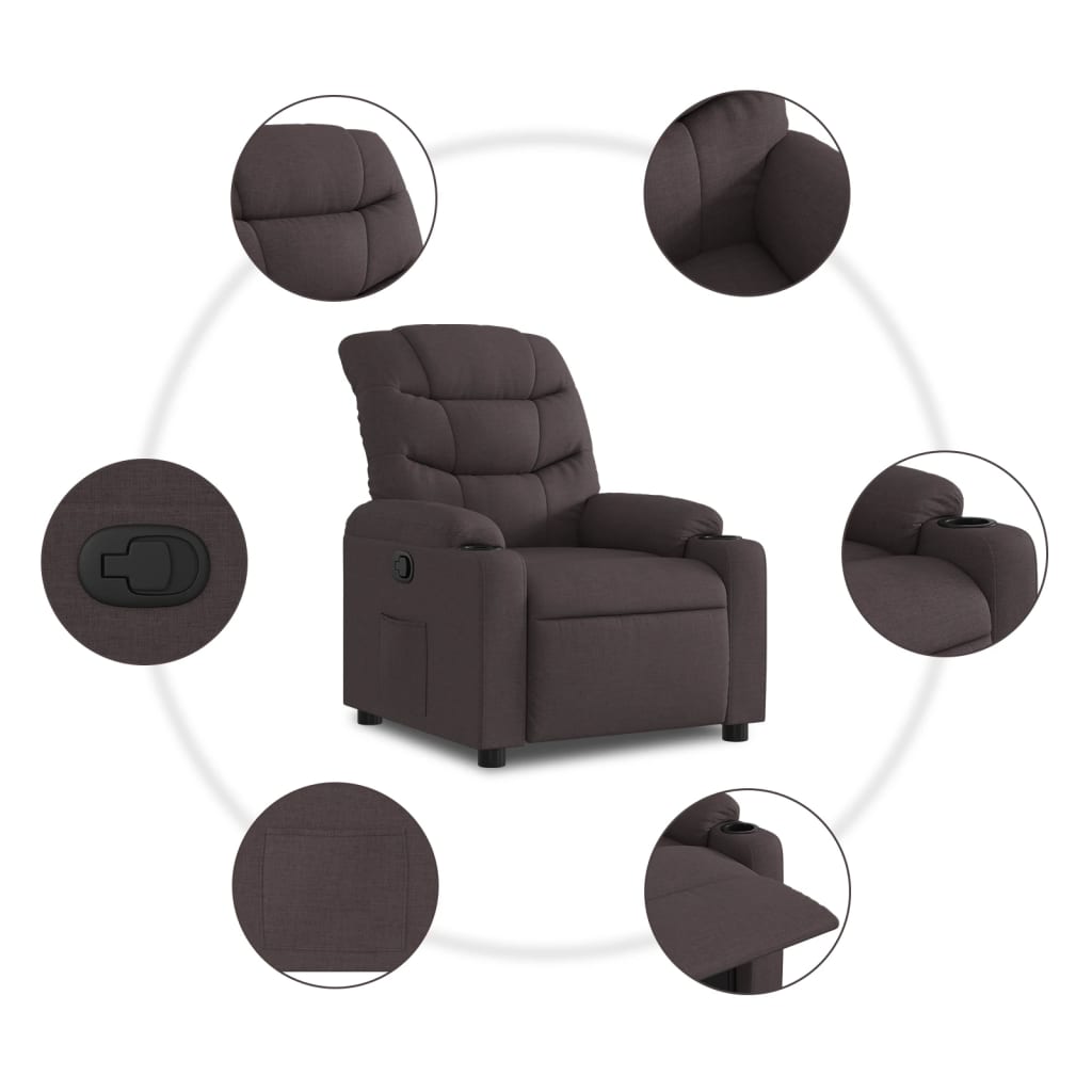 vidaXL Fotoliu rabatabil, maro închis, material textil