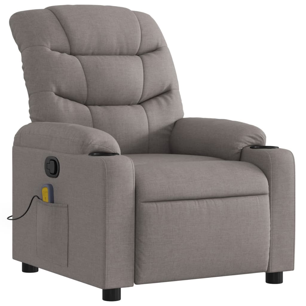 vidaXL Fotoliu de masaj rabatabil, gri taupe, material textil