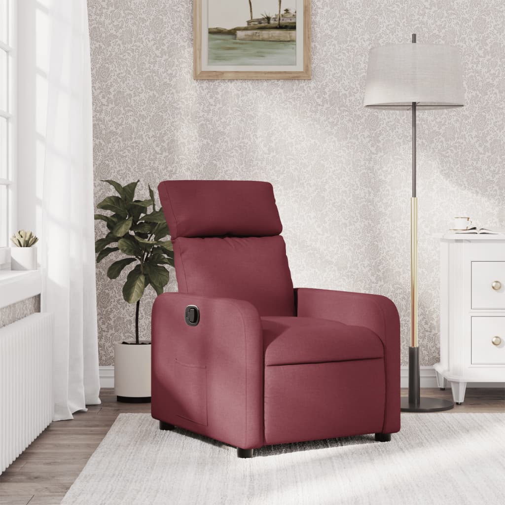vidaXL Fotoliu rabatabil, roșu vin, material textil vidaXL Fotoliu rabatabil, roșu vin, material textil