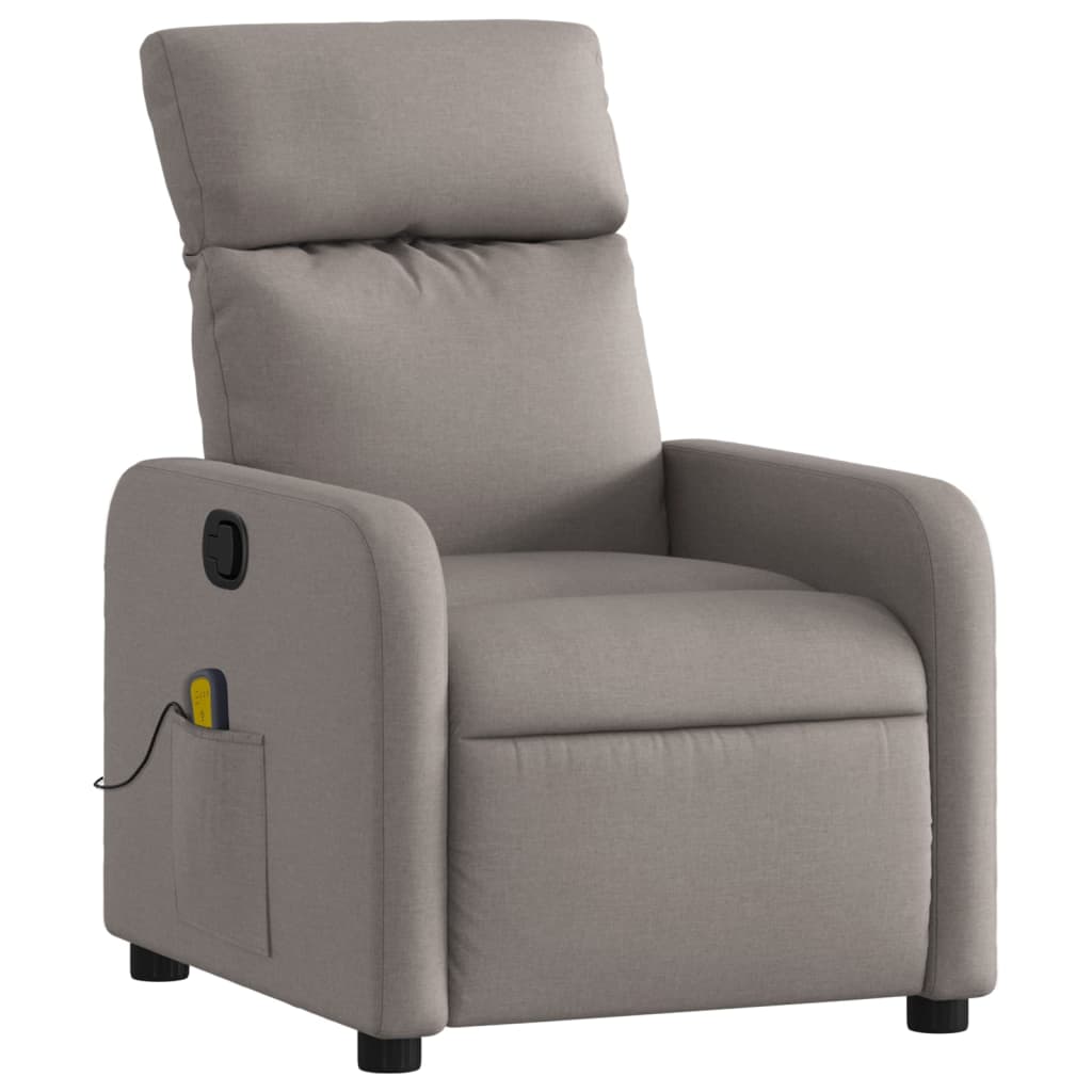 vidaXL Fotoliu de masaj rabatabil, gri taupe, material textil
