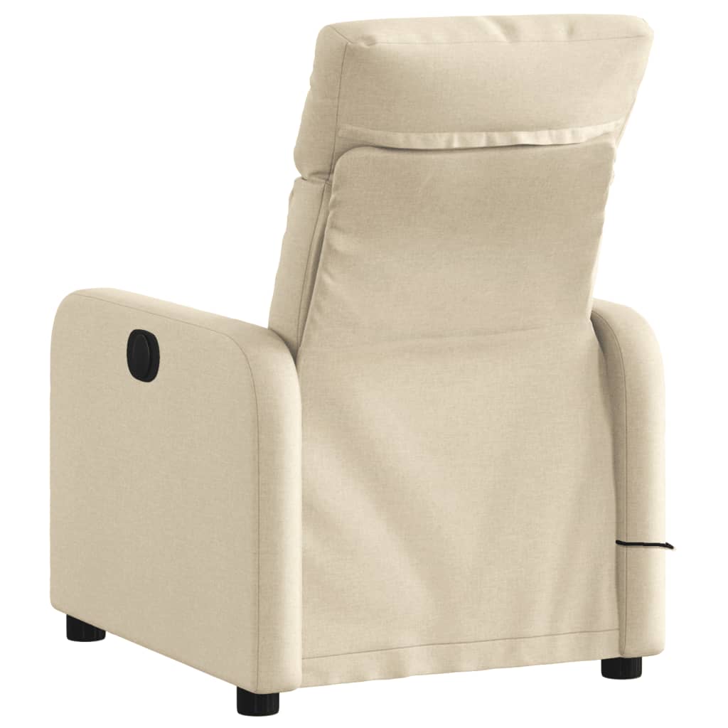 vidaXL Fotoliu rabatabil de masaj, crem, material textil