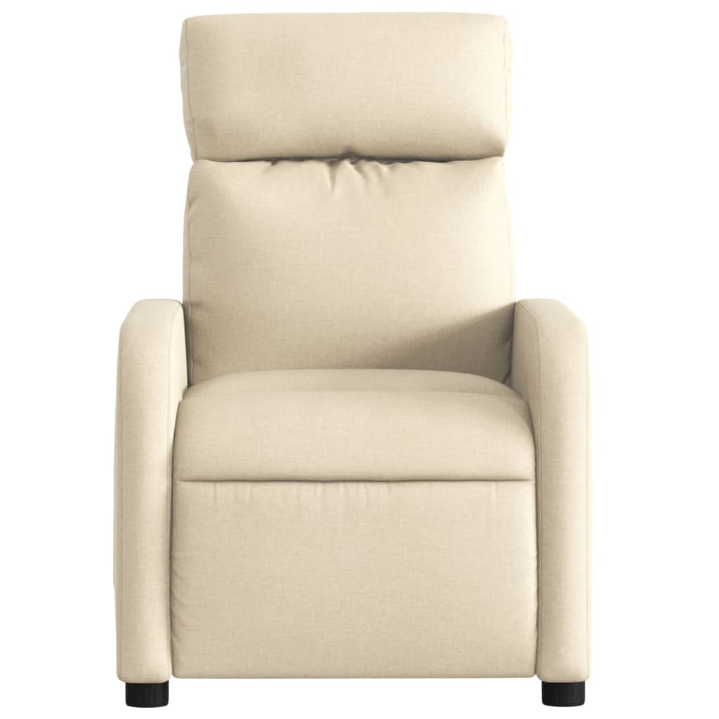 vidaXL Fotoliu rabatabil de masaj, crem, material textil
