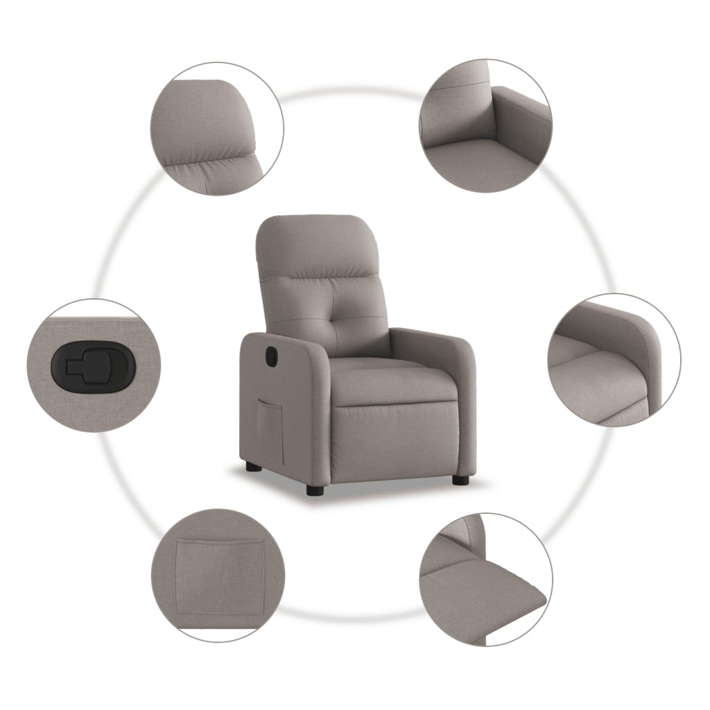 vidaXL Fotoliu rabatabil, gri taupe, material textil