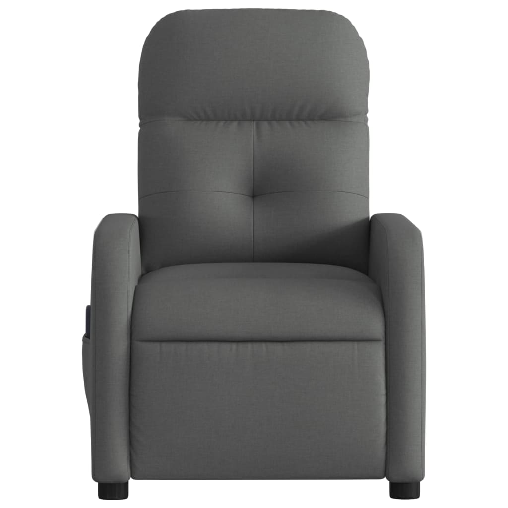 vidaXL Fotoliu de masaj rabatabil, gri închis, material textil