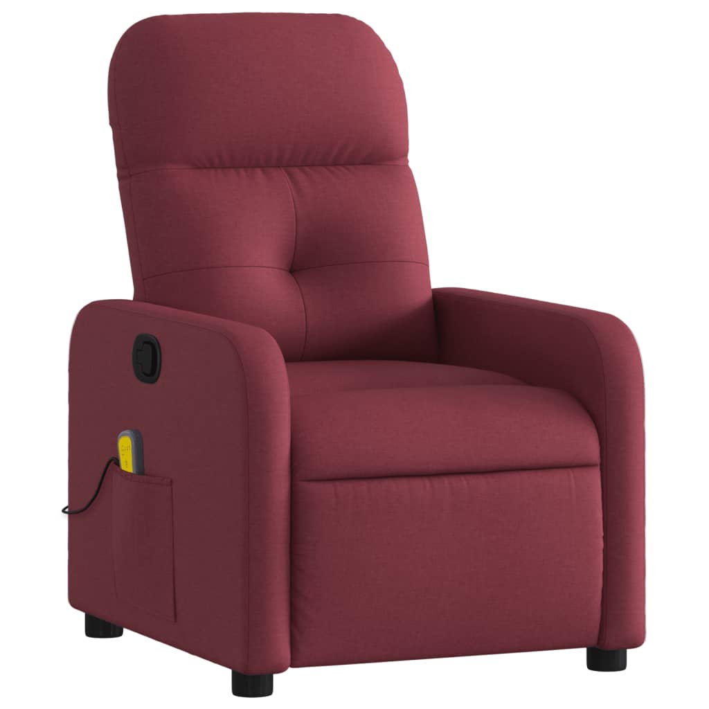 vidaXL Fotoliu de masaj rabatabil, roșu vin, material textil vidaXL Fotoliu de masaj rabatabil, roșu vin, material textil