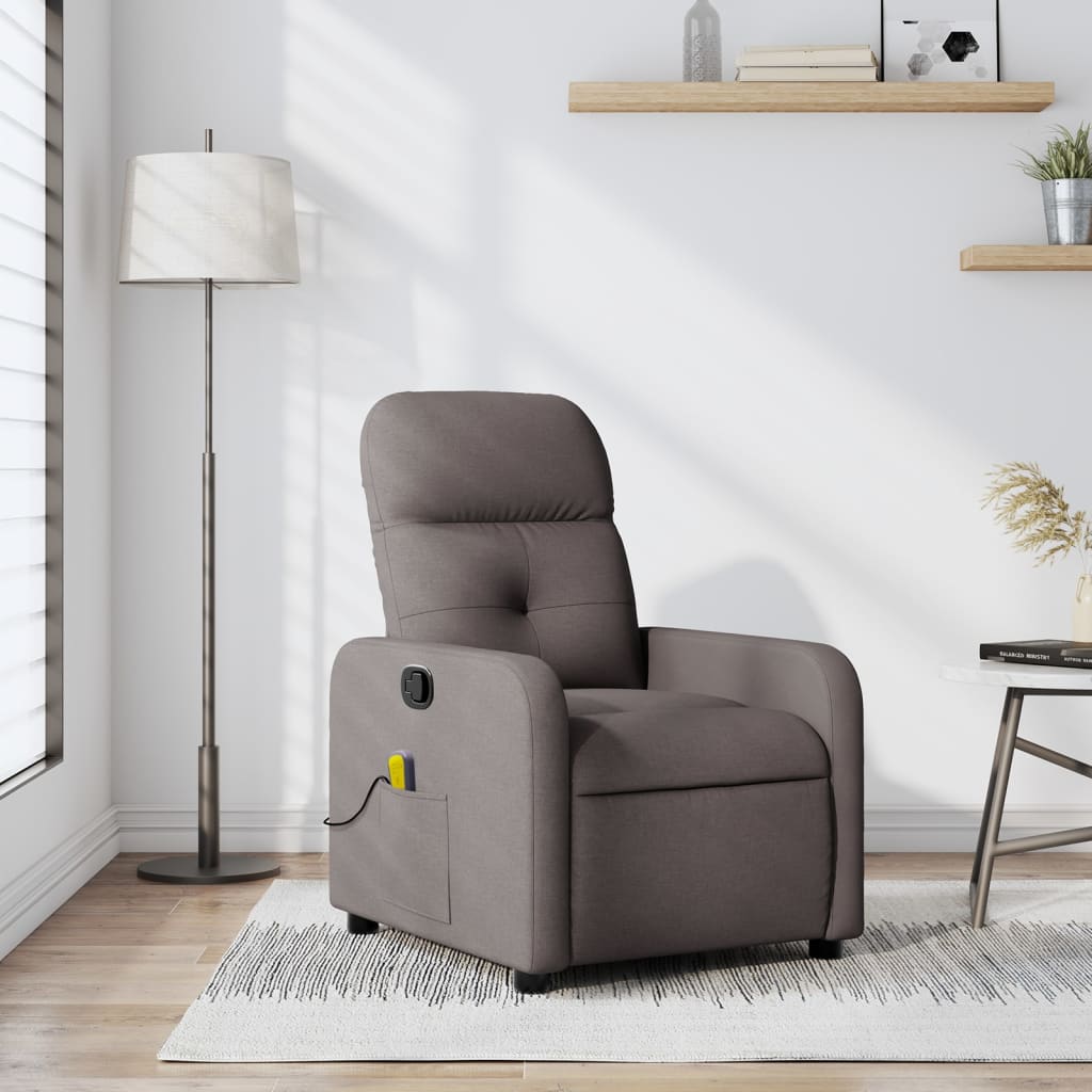 vidaXL Fotoliu de masaj rabatabil, gri taupe, material textil