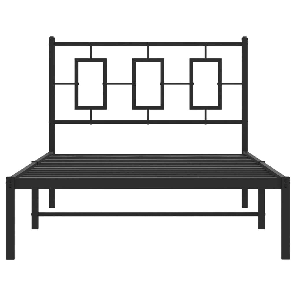 vidaXL Cadru de pat din metal cu tăblie, negru, 100x200 cm