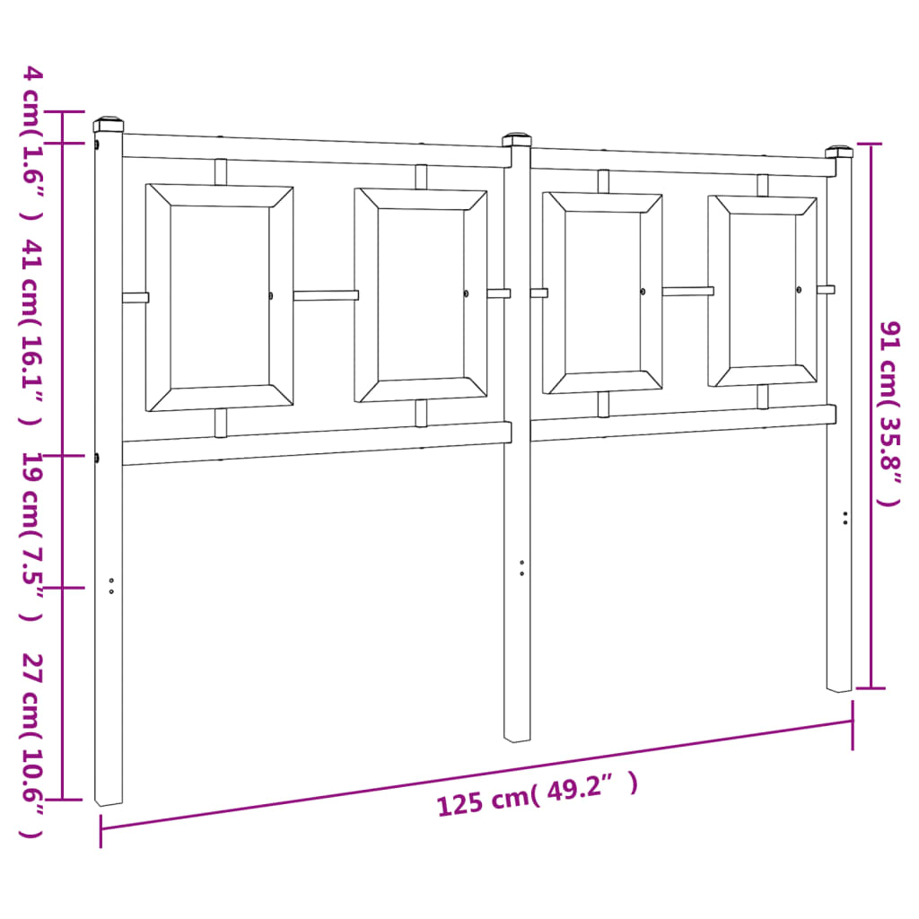 vidaXL Tăblie de pat metalică, negru, 120 cm vidaXL Tăblie de pat metalică, negru, 120 cm