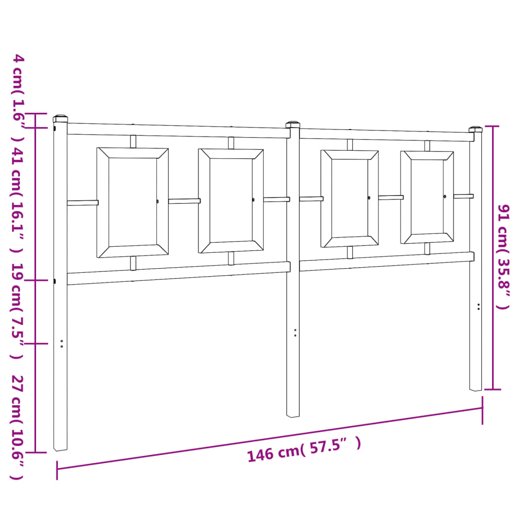 vidaXL Tăblie de pat metalică, negru, 140 cm vidaXL Tăblie de pat metalică, negru, 140 cm
