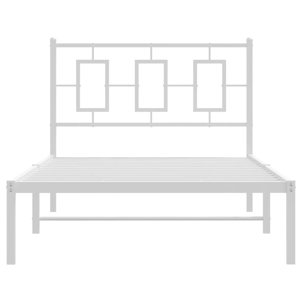 vidaXL Cadru de pat din metal cu tăblie, alb, 100x200 cm