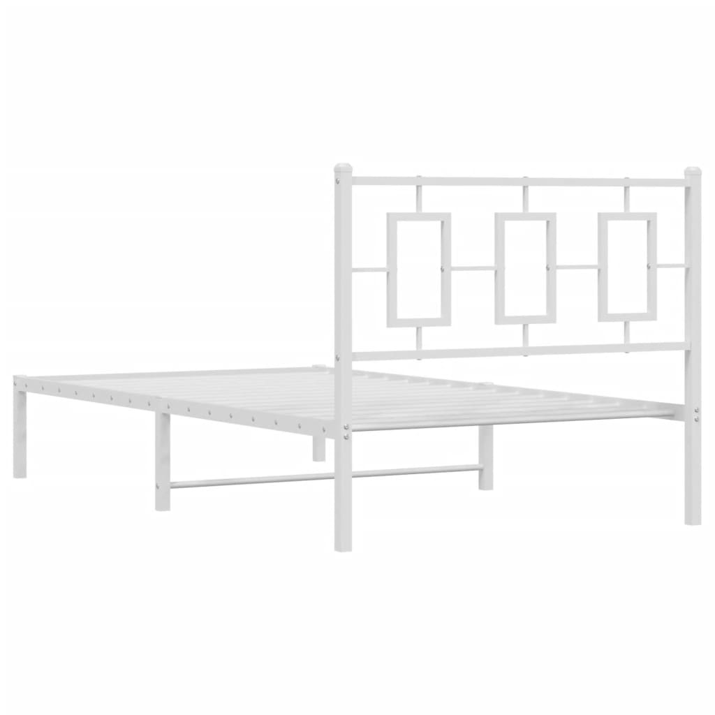 vidaXL Cadru de pat din metal cu tăblie, alb, 100x200 cm