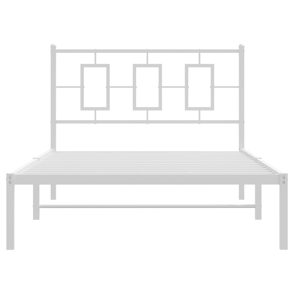 vidaXL Cadru de pat din metal cu tăblie, alb, 107x203 cm