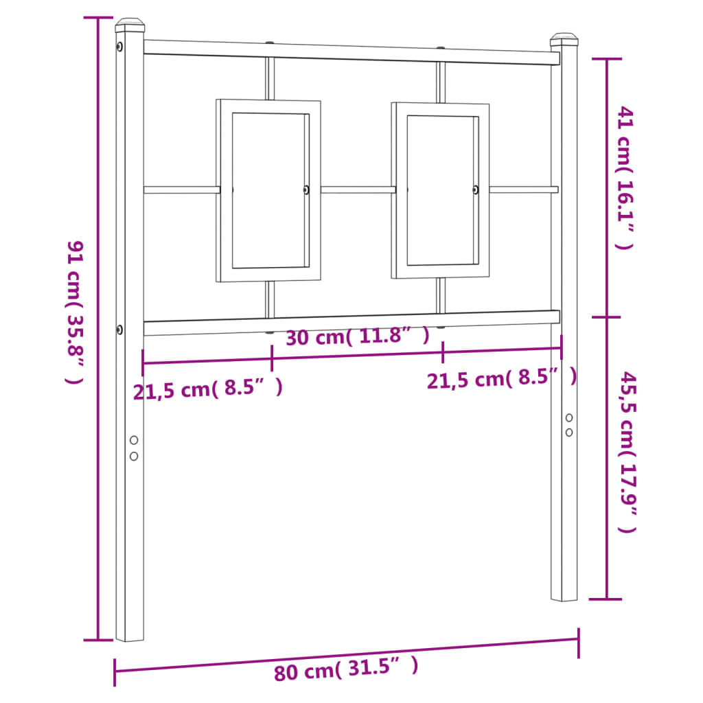vidaXL Tăblie de pat metalică, alb, 75 cm vidaXL Tăblie de pat metalică, alb, 75 cm