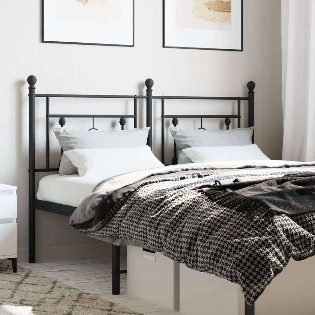 vidaXL Tăblie de pat metalică, negru, 140 cm