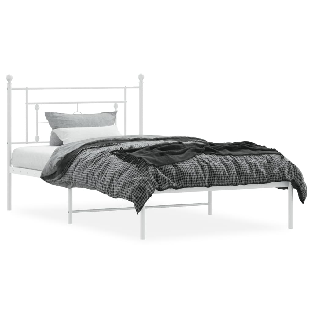 vidaXL Cadru de pat din metal cu tăblie, alb, 107x203 cm