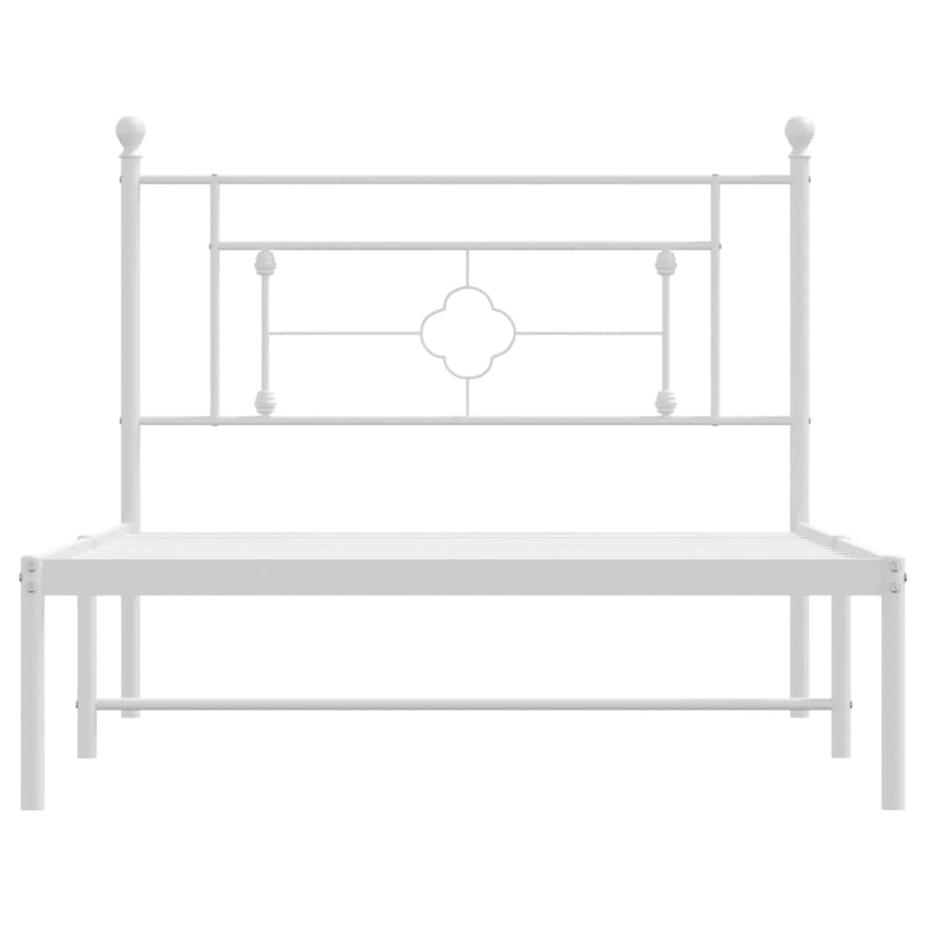 vidaXL Cadru de pat din metal cu tăblie, alb, 107x203 cm