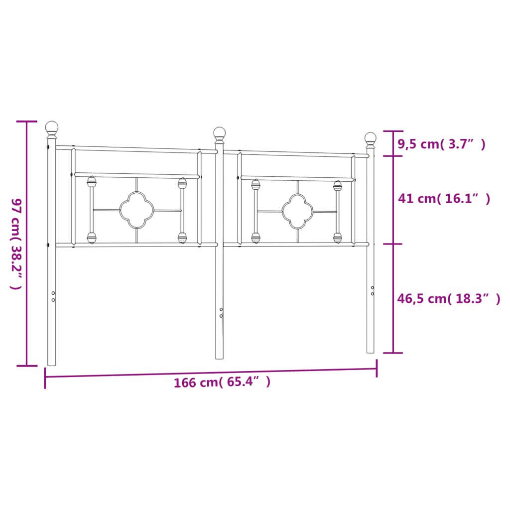 vidaXL Tăblie de pat metalică, alb, 160 cm